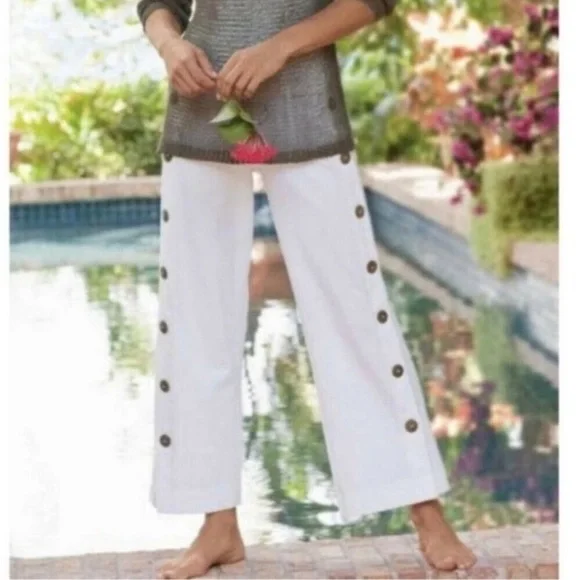 Soft Surroundings Newport Beach Wide Leg Button Crop pants - Picture 8 of 8